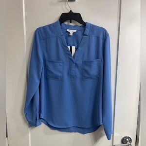 Nine West Classic Blue V-Neck Blouse